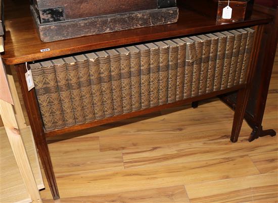 A set of Encyclopaedia Britannica, 14th edition, in mahogany table bookcase